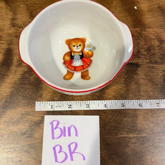 Vintage Reutter Child Kid Feeding Dish Set 3 Teddy Bears Red Porcelain Germany - Picture 7 of 11